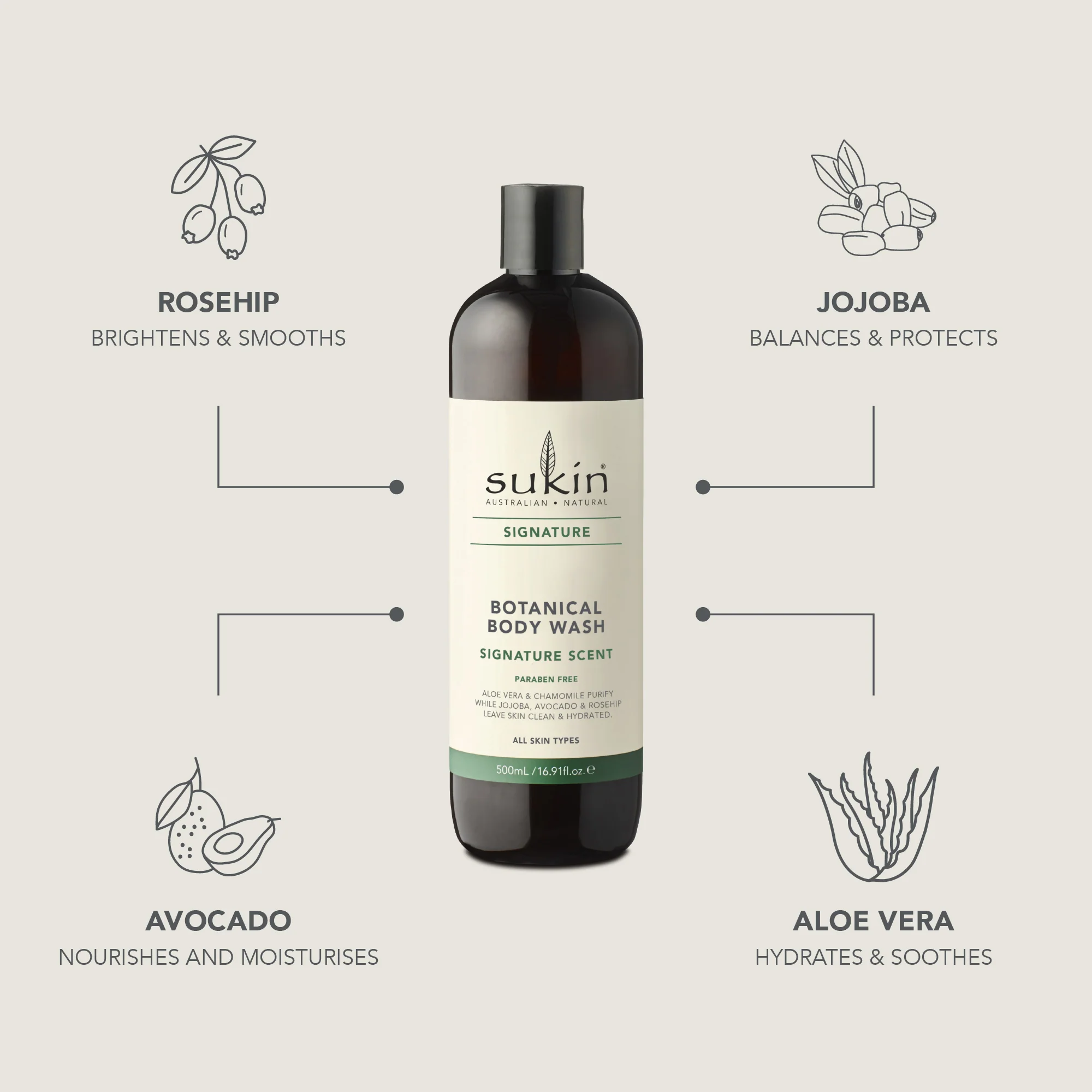 BOTANICAL BODY WASH | SIGNATURE SCENT | 500 mL - Image 3