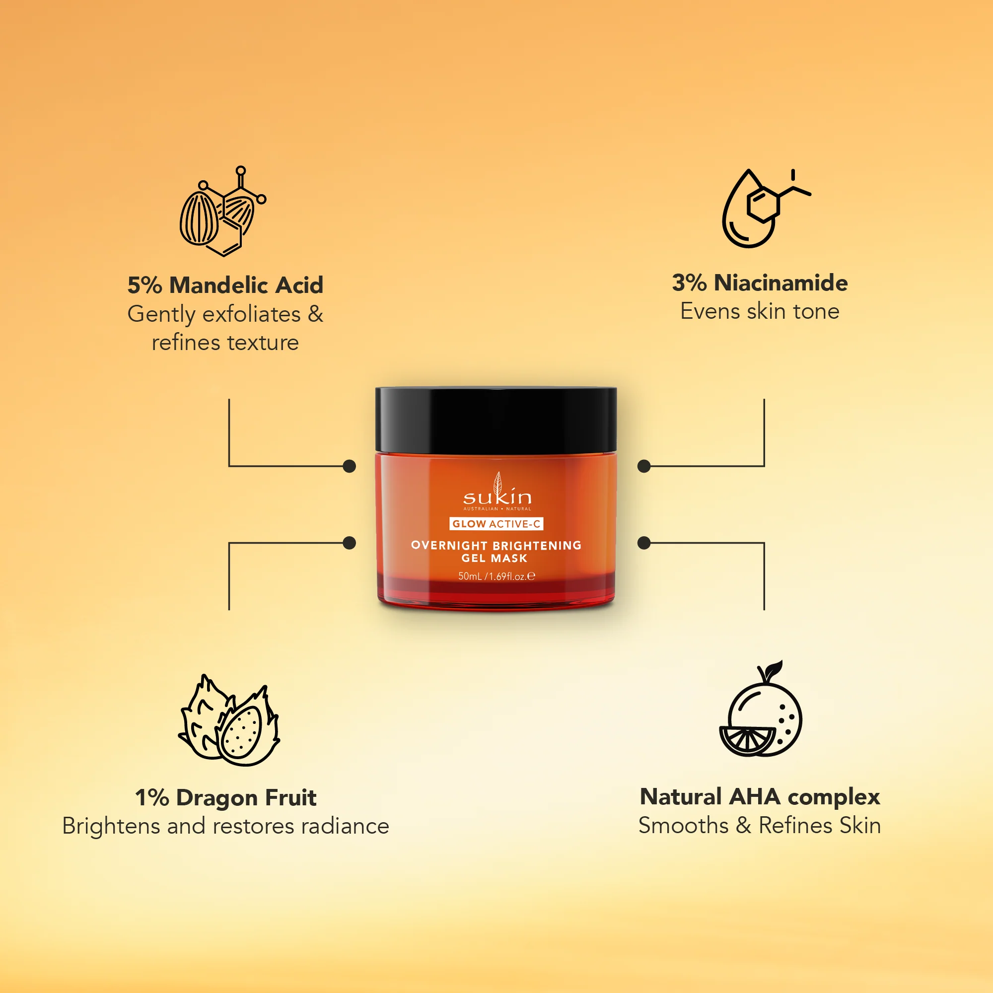 GLOW ACTIVE-C OVERNIGHT BRIGHTENING GEL MASK | 50ML - Image 3