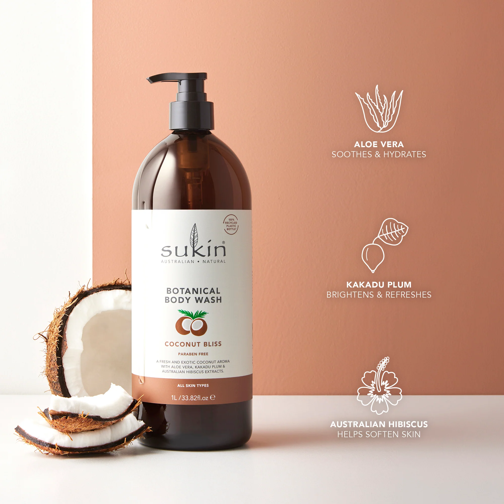SUKIN BOTANICAL BODY WASH | COCONUT BLISS | 1L - Image 3