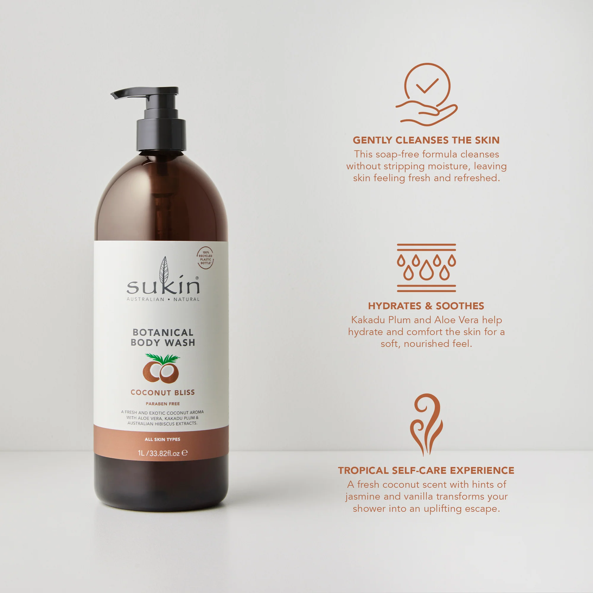 SUKIN BOTANICAL BODY WASH | COCONUT BLISS | 1L - Image 4