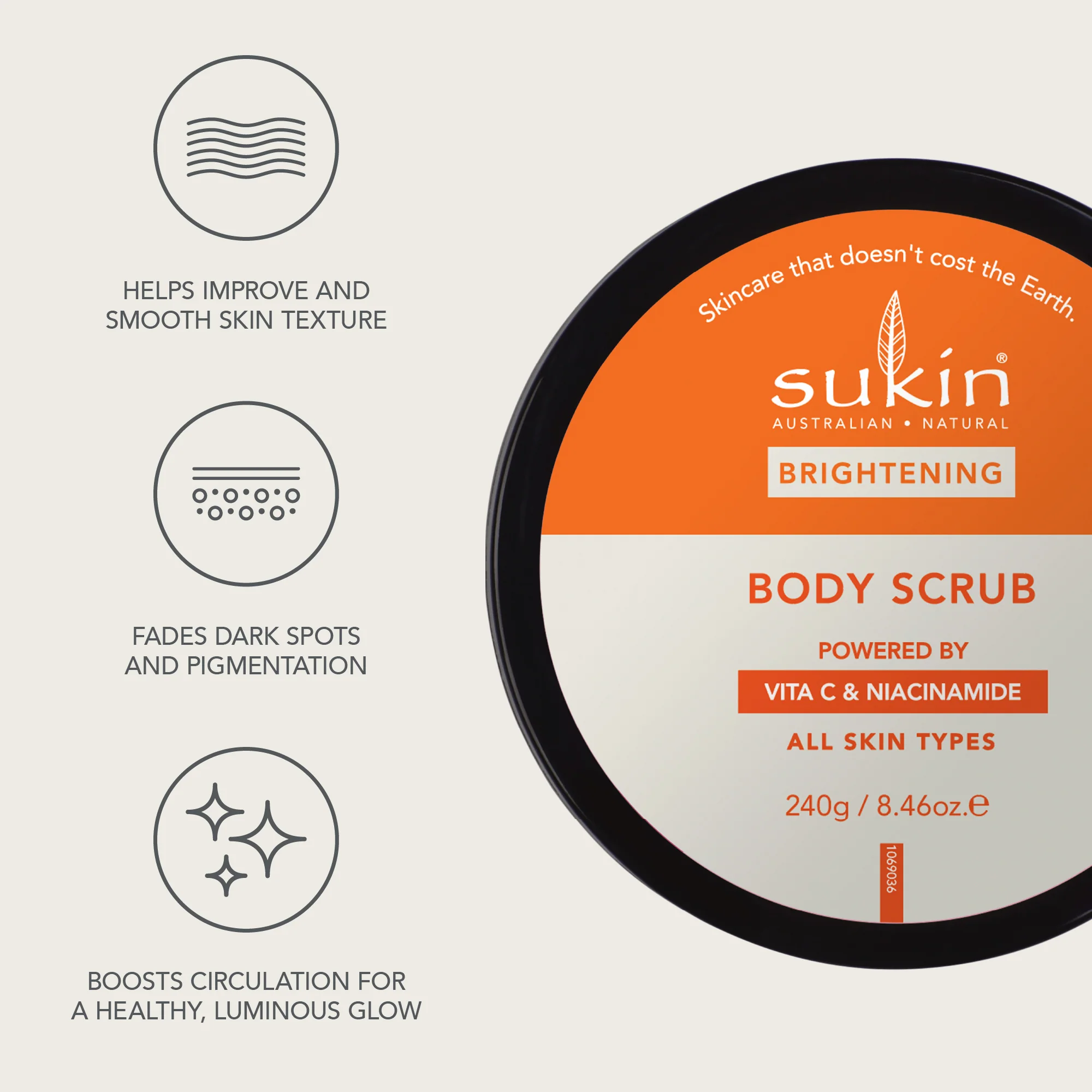 SUKIN BRIGHTENING BODY SCRUB | 240g - Image 4