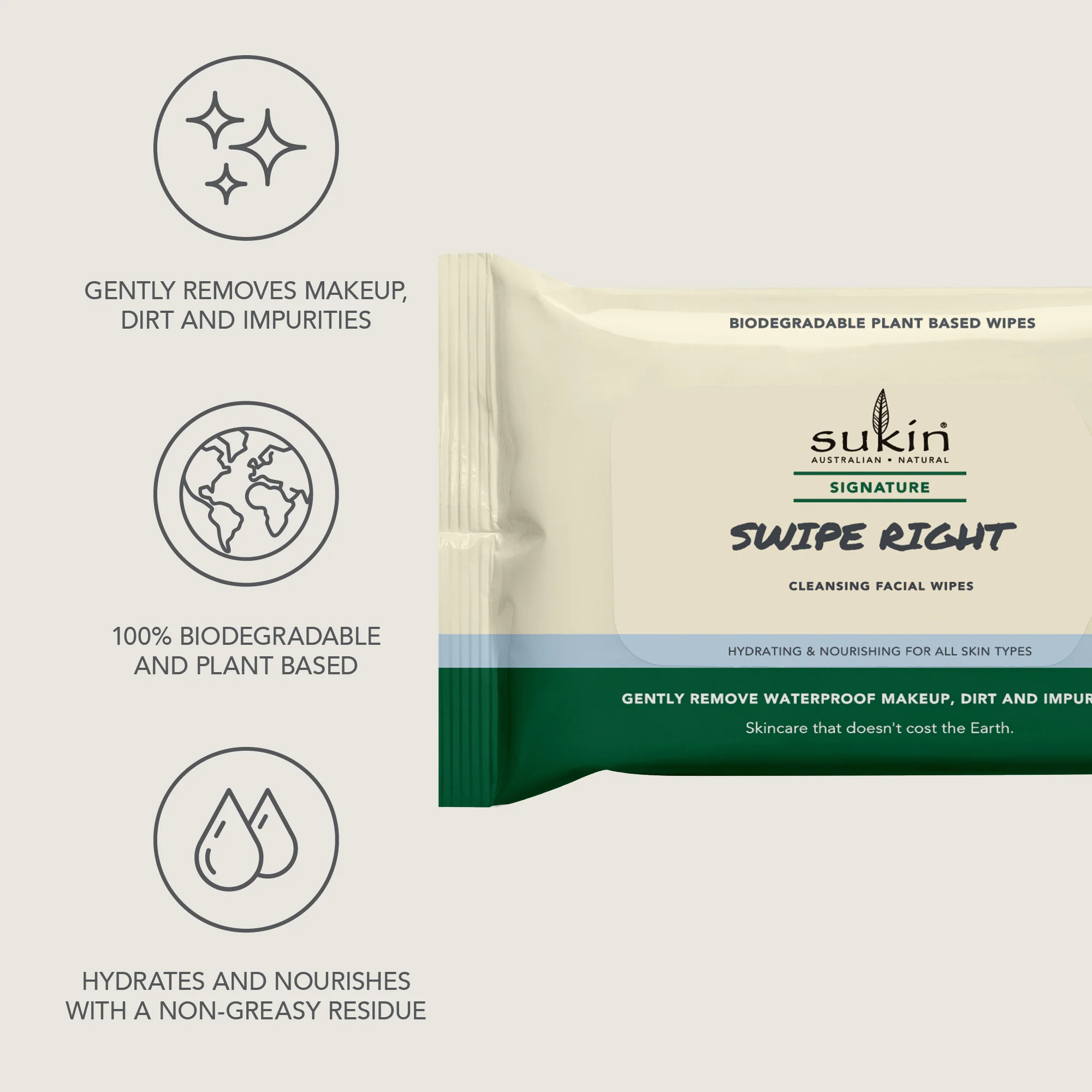SWIPE RIGHT CLEANSING FACIAL WIPES | SIGNATURE | 25 SHEETS - Image 5